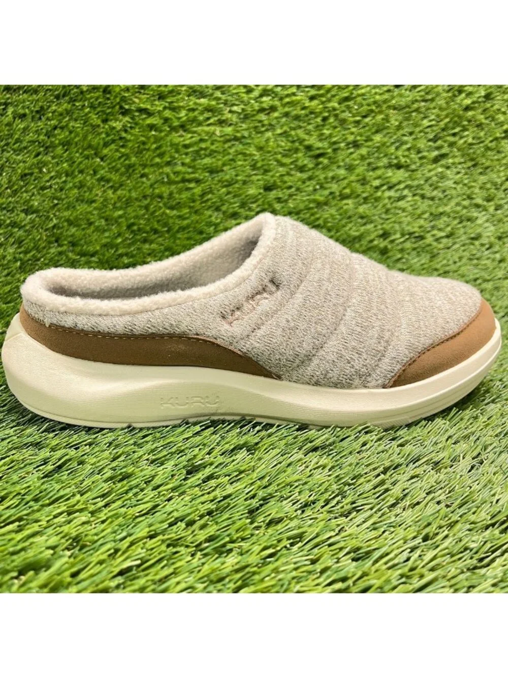 Kuru Draft 2 Womens Size 8.5 Ivory Brown Casual Comfort Slip-On Mule Slippers
